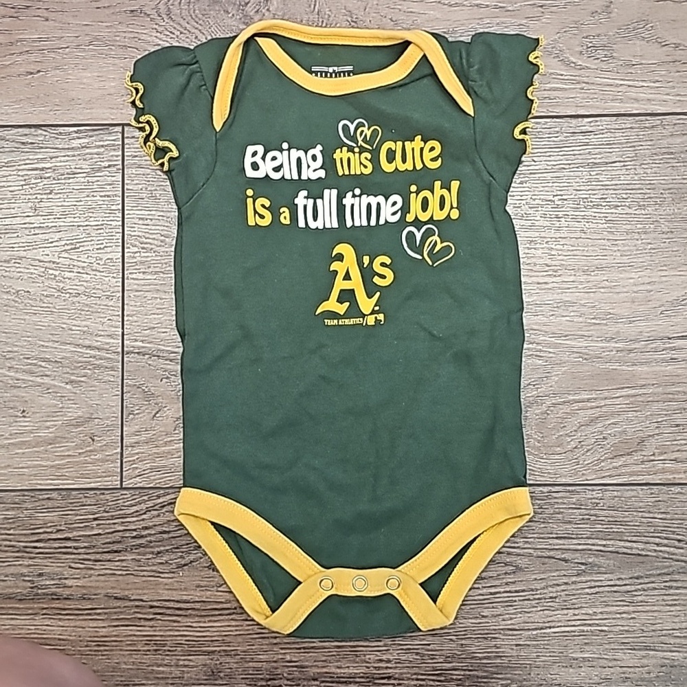 Baseball, onesie, baby, sports, cute, green, fan, summer, spring,